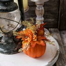 Creative Pumpkin Maple Leaf Pomegranate Decoration Halloween Autumn Harvest Thanksgiving Party Gift Living Room Room Desktop Window Small Pumpkin Ornament - Orange - View 6