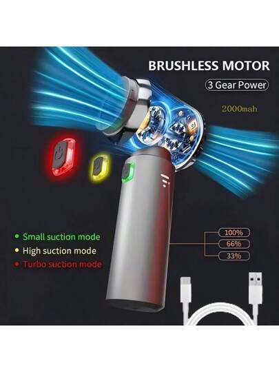 Car Ho hold Stofzuiger Cleaner Portable Wireless 20000PA High Power Mini In Compressed Air Dust Collector, Hair Dryer Pump held Brushless Motor Cars, Homes, Offices, Camping view 3