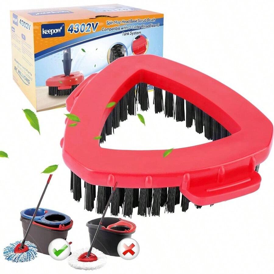 Scrub Brush O Ceda RinseClean 2 System, Spin Mop Replace Base Scrub Brush, Shower Floor Scrubber Bathroom Kitchen Wall Tile Deck 1 Pack - 紅色 - 查看 1