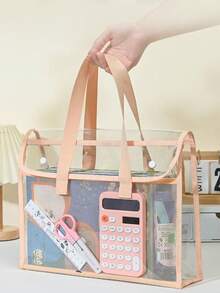 1 PIEZA Bolsa organizadora de mano transparente y resistente al agua de gran capacidad - Archivo expandible con bolsillos interiores, multiuso para playa, maquillaje, útiles de oficina | Colección Navideña, regalo ideal de Navidad, adecuado para almacenamiento de invierno y fin de año, perfecto para camping, viajes, escuela y ocasiones festivas (Acción de Gracias, Año Nuevo, despedidas de soltera) - Multicolor - Ver 4