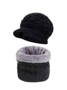 1/2/3 Stücke einfarbige Winter Strickmütze, thermisch gefütterte warme Ohrenschutz Beanie, modisches gestricktes Barett Mützen Set, geeignet für den täglichen Gebrauch, Skifahren, Wandern, Urlaubsoutfit, passendes Valentinstag Geschenk - Verschiedenfarbig - Übersicht 15