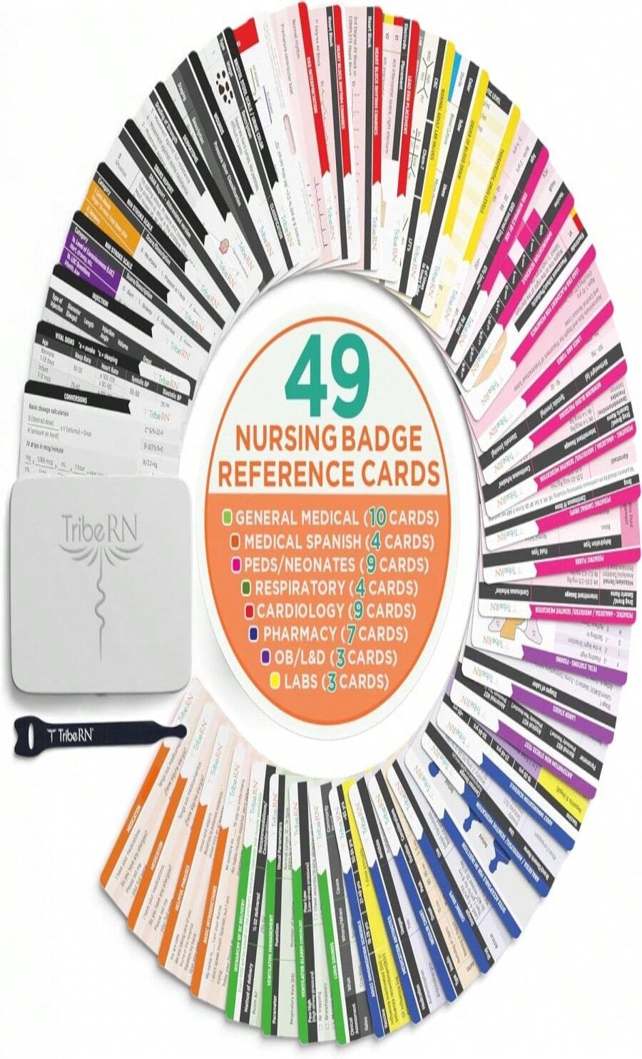 BadgeGuru Nursing Badge Reference Cards - 33 Double Sided Nurse Badge Cards - 66 Cheat Sheets, Nursing School Essentials, Nursing Students, New Nurses - ColorC - View 1