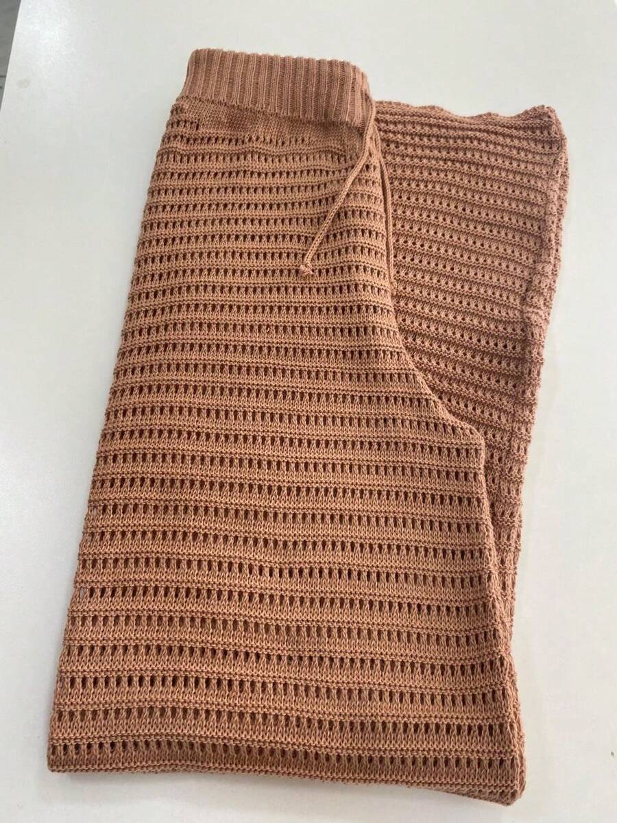 Crochet Knit Beach Cover-Up Pants Women's Fashion Knit Summer - 米色 - 查看 1