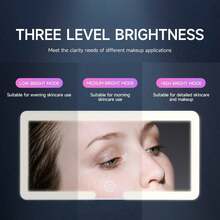Ultra Thin LED Car Makeup Mirror HD Sunshade Hanging Vanity Mirror For Sun Visor, USB Charge Dimmable Touchscreen, Auto Interior Makeup Mirror With LED Light, Perfect For Women - White - View 2