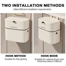 Coș de gunoi montat pe perete cu capac - Coș de gunoi din plastic pentru baie, durabil și care economisește spațiu