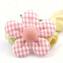 20pcs Handmade Fabric Flower Appliqués (Random Color)For DIY Crafts – 1.97inch Gingham Checkered & Solid Color Hair Clips, Patches For Clothing, Shoes, Hats & Accessories