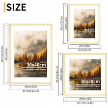 1pc 30x40cm Aluminum Alloy Photo Frame, Metal Frame, A4 Certificate Frame, 8x10 Decorative Frame, Classic Narrow Edge Matte Surface Aluminum Alloy Frame, Gold Poster Frame, Black Home Wall Decor Frame, Suitable As Gift & Artwork Decor, With Stand And Clear Acrylic, Vertical And Horizontal Display - Multicolor - View 9