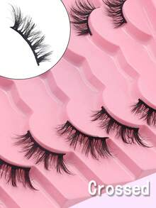 Rikuaild 7 pares de pestañas postizas medias, de aspecto natural, de ojos de gato, suaves, con efecto wispy, cruzadas y esponjosas