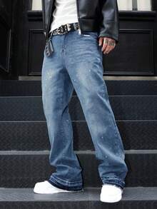 Quần Jeans Ống Loe, Quần Jeans Denim Co Giãn, Quần Jeans Skinny, Quần Jeans Denim Giặt Cũ, Sản Phẩm Cotton Đa Năng & Thời Trang, Quần Denim Giặt Túi Xiên - Màu xanh nhạt - Xem 4
