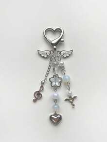 1 Piece Of Elegant Angel Wings Tassel Pearl Alloy Keychain, Unisex, Suitable For Daily Casual Clothing Accessories - 彩色 - 查看 4