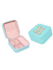 1 pieza Caja de almacenamiento de joyas de viaje portátil, Estuche de joyas de PU, Organizador de joyas de gran capacidad, Bandeja de exhibición de joyas, Soporte para anillos, Soporte para perfumes, Material PU resistente al agua y a la oxidación para proteger eficazmente sus joyas, Adecuado como regalo para madres, mujeres, maestros, amigos y familiares