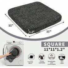 Foam Bar Stool Cushions 4 Pcs, Modern Interwoven Style Magnetic Small Chair Pads Use For Cafe Bistro Stackable Metal Stool (Square, Black-Gray, 4)