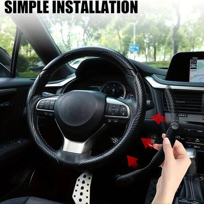 Conjunto de 3 peças de capas de volante em fibra de carbono, com revestimento fino e aderência, universais e adequadas para todas as estações do ano.