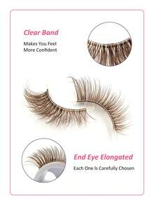 10 paia di ciglia finte con banda trasparente, ciglia marroni a forma di occhio di gatto, ciglia finte corte e morbide in 3D in finta pelliccia di visone, naturali e morbide per il trucco