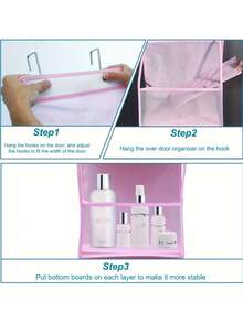 1pc Over The Door Hanging Storage Organizer With 4 Large Pockets & Mesh, Suitable For Bedroom, Toys, Shoes, Diapers, Christmas, Halloween, Thanksgiving Gifts - Hồng - Xem 6