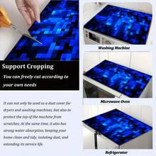 1pc Blue Puzzle Block Pattern, Silica Gel Washing Machine Dryer Top Protective Pad, Washing Machine Dust Cover Mat, Kitchen Supplies, Anti-Slip, Suitable For Laundry Room, Bathroom, Home Decor, Room Decoration