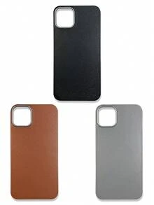 3-Pack Luxury Leather-Feel Phone Cases, Compatible With IPhone 13, 14, 15, 16 Pro Max, Galaxy, Black, Grey, Brown - Multicolor - View 20