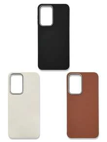 3件套奢华皮革纹理手机壳，兼容/Galaxy，黑色、棕色、米色 - 彩色 - 查看 35