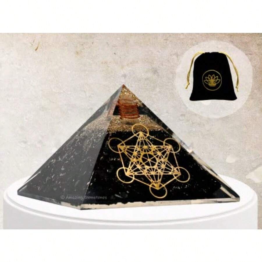 Large Orgone Pyramid Of Shungite Stones Shungite Pyramid Crystal Metatron Cube Orgonite Pyramid Organ Pyramids Positive Energy Healing - As Pic - View 1