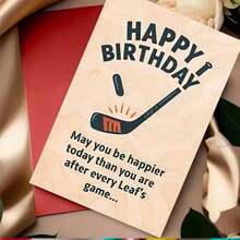 Une carte d'anniversaire humoristique pour les fans des Maple Leafs, parfaite comme cadeau unique pour les amis et la famille qui aiment les sports. Célébrez avec une touche d'humour inspirée des matchs des Leafs