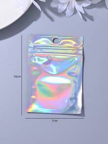 100 个时尚全息光泽可重复密封 PE 塑料袋，可重复使用防尘袋，适用于珠宝、耳环、项链、派对包装