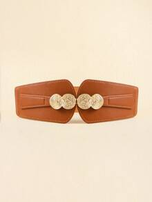 1pc Women's Elastic Waist Belt, Stretchy PU Leather Waist Band Decoration For Dresses, Versatile & Fashionable