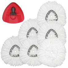 Spin Mop Replacement Head - 6 Pack EasyWring Mop Refills With Base Compatible With O-Cedar Triangle Spin Mop, Microfiber Mop Replace Head Easy Cleaning Floor Head Mop For Floor Cleaning - 白色 - 查看 9