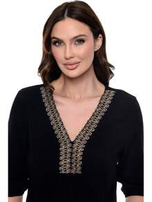 DEC V DRESS WITH RAFFIA LACE DETAIL - màu đen - Xem 2