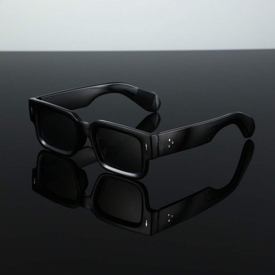 Men's Oversized Square Glasses - Heavy Round/Non-Prescription Glasses, Non-Prescription Thick Black Frame Suitable For Street Style, Formal Occasions And Daily Use - Retro Modern Men's Glasses (Multiple Colors Available) - Suitable For Shooting And Parties - Fashionable Rectangular Frame, Glossy Surface, Simple Design, Lightweight And Comfortable, Accessory For Casual Outings - 1件 灰黑色 - 查看 1