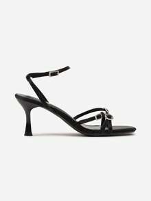 Elegant Strappy Heels - Women's Summer Evening/Party Shoes - Black - View 3