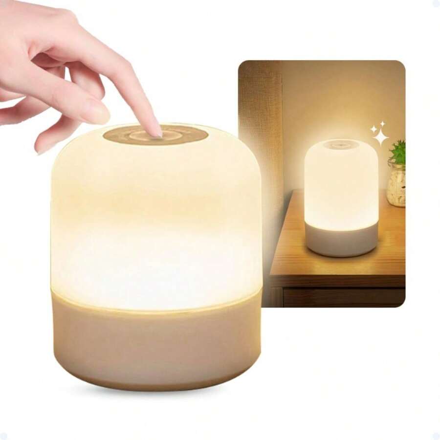 LED Table Lamp Bedroom Light 3 Modes Rechargeable Modern Table Lamp Bedroom Decoration Living Room Office With Touch - 白色 - 查看 1