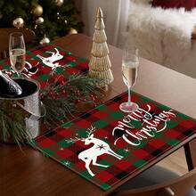Set de 1/4/6 piese de șervețele imprimate cu tematică de Crăciun, imprimeu modern din fibră de poliester pentru bucătărie/masă, potrivit pentru decorarea de Crăciun în restaurante și bucătării.
