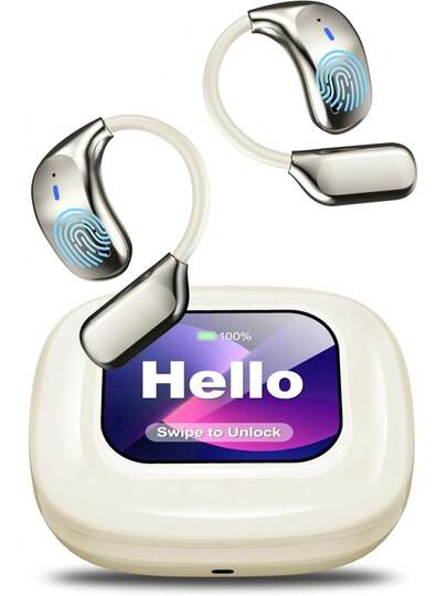 Auriculares de Traducción de Idiomas AI, Pantalla Táctil LCD OWS Traductor en Tiempo Real para 144 Idiomas y Acentos Auriculares Traductores Ideales para Viajes Negocios Aprendizaje Dispositivo de Traducción Auriculares (Blanco Lechoso)