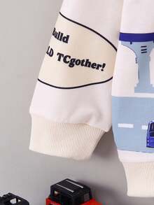 1pc Boys' Casual English Car Graphic Long Sleeve Sweatshirt, Autumn/Winter - Apricot - View 3