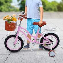 14 Inch Children's Bike, Children's Bike With Adjustable Height, Training Wheels, Storage Basket And Handbrake, For 3-8 Year Old Boys And Girls - Hồng - Xem 11