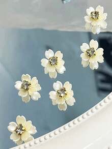 Nuevos Sakura con puntos dorados y diamantes, materiales de tienda de manualidades DIY para accesorios para el cabello como pasadores, placas de flores de resina DIY para abanicos de novia y otros accesorios florales de mano