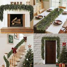 1pc Christmas Garland, Green Pine Tree, Red Bows, Snowy Look, Holiday Decoration, Mantle & Doorway Decor, Fireplace & Stairs, Christmas Party, Seasonal Home Decor, Christmas Tree Trim, Elegant Decoration For Living Room And Outdoor Use. Christmas Decorations Room Decor - Green - View 7
