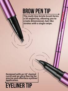 Misslyn 化妆 POWERLAB- BROWMASTER HYPER-FILL 眉笔，眉笔，二合一，双头眉笔，持续一整天，深棕色，黑色，防水，防汗，持久，眼妆，防晕染，3D 效果，毛流，浓眉，顺滑，眼线，狂欢节，夏季，旅行，多功能，便携，角色扮演，派对，水眉笔 - #01 Dark Brown & Black - 查看 7