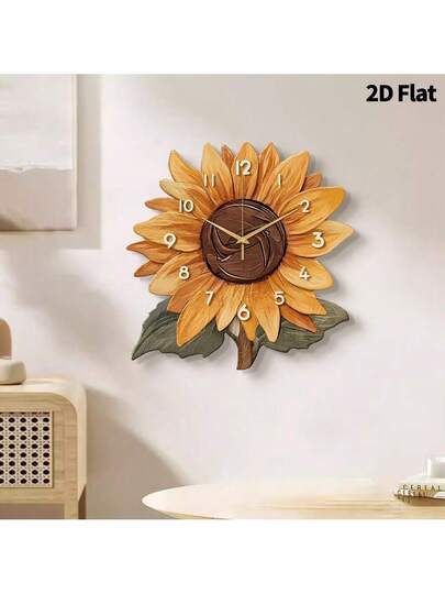 2D Flat Piece Creative Sunflower Home ation Wand Clock, Ultra Quiet Quartz Movement, No Ticking Sound, ative Painting Living Room, Bedroom Office, Stylish Klok Watch, Unique Personalized, Clear Reading Time,