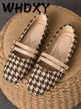 WHDXY 女士时尚平底鞋，法式尖头芭蕾一脚蹬鞋，休闲舒适乐福鞋，适合上班，搭配牛仔裤