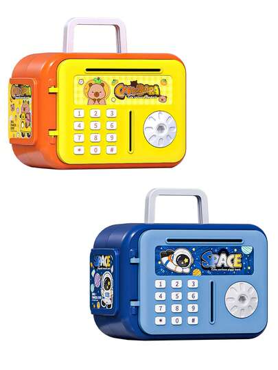 Kindergarten Children's Birthday Gift Toys, Password Savings Cabinet, Children's ATM Cash Box, Cartoon Key Teddy Bear/Astronaut/Pony Bank, Creative Coin And Paper Currency Storage Box