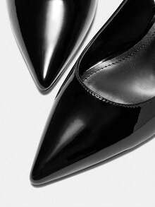 Zapatos de tacón de aguja y puntera fina de color negro de moda para mujer, adecuados para el trabajo, citas, fiestas y vacaciones - Negro - Ver 4