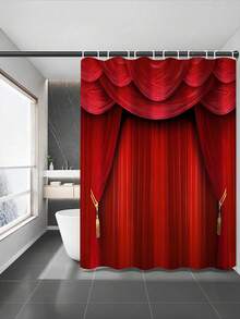Bộ rèm tắm in màu đỏ 1/4 món, Bộ trang trí phòng tắm bao gồm rèm tắm chống thấm nước, thảm chống trượt, nắp bồn cầu, thảm tắm và 12 móc nhựa, Phụ kiện phòng tắm, Trang trí nhà cửa, Nhiều kích cỡ có sẵn Đồ trang trí Giáng sinh - Nhiều màu - Xem 13