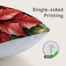 2 件圣诞水彩格子一品红印花靠垫套 [无枕芯]，17.7 * 17.7 英寸（45 * 45 厘米），[单面印刷] 圣诞快乐节日圣诞装饰，房间装饰，家居装饰，卧室装饰，沙发、床、客厅、卧室、汽车、办公室、酒店装饰的房间装饰用品，抱枕套，适合所有季节，是送给家人和朋友的完美礼物 - 彩色 - 查看 4