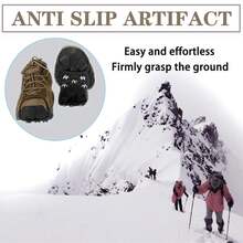 1/2 双冰爪，适用于鞋子和靴子，通用 8 钢钉冰爪冰雪抓爪，适用于冬季徒步登山冰钓，防滑