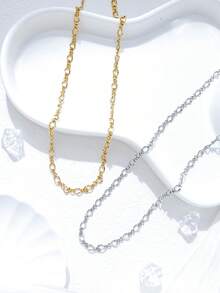 1 قلادة سلسلة عنق مجدولة مخصصة، سلسلة عنق من الفولاذ المقاوم للصدأ مناسبة للاستخدام اليومي للنساء، هدية عيد ميلاد أو عطلة للأم أو الصديقة أو الصديق