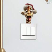 Self-Adhesive Removable PVC Giraffe With Santa Hat & Glasses Christmas Window Stickers - Removable Decals With Expressive Eyes & Spots For Home, Party, Store Displays - Easy & Stick Holiday Decorations (No Residue) - Festive Candy-Cane Design With Red & White Spots, Durable Plastic Material For Indoor/Outdoor Use, Perfect For Christmas Window & Wall Decor & Switch Sticker Christmas Decoration XMAS Decor Christmas Tree Gift Decor Thanksgiving Wedding Home Decor Home Decor Fall Decor Autumn Decor Birthday Decorations For Gifts Party Supplies Indoor Holiday Festival Decor Halloween Decor Wall Decor Halloween Ornaments - Multicolor - View 10