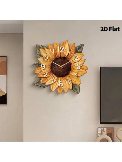 2D Flat Piece Creative Sunflower Home ation Wand Clock, Ultra Quiet Quartz Movement, No Ticking Sound, ative Painting Living Room, Bedroom Office, Stylish Klok Watch, Unique Personalized, Clear Reading Time, view 6