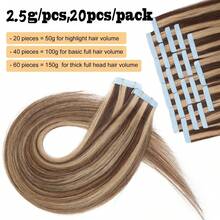 20PCS 50G Tape In Hair Extensions Human Hair,#4P27 Highlight Color,16-26 Inch Double Sided Tapes Ins Human Hair Extensions,Adhesive Extension Seamless Invisible,Silky Straight With Thick Ends,Remy Human Hair Add Length For Woman Everyday Hairstyle - S4/27 - View 2
