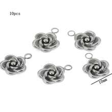 10 件 5/8/10 毫米不锈钢吊饰玫瑰花吊饰 PVD 镀金金属耳环项链手链珠宝制作用品 - 玫瑰花吊墜 - 查看 11